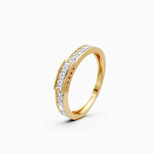 Anillo de boda de lujo con diamante redondo cultivado en laboratorio de 0.24 quilates en oro amarillo, blanco y rosa de 9 quilates. - Product Image 2