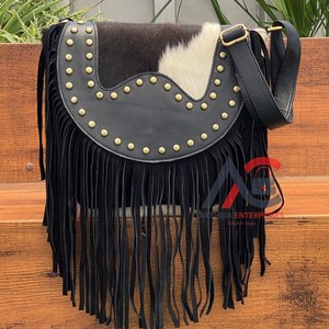 Exclusif En Gros Vintage Fringe Sacs À Bandoulière En Cuir De Vachette Véritable Personnalisé Femmes À La Mode Cowgirl Sac À Bandoulière - Product Image 1