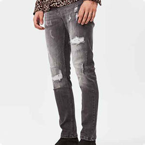 High Quality Faded Ripped Straight Denim Pants Streetwear Fashion Washed Distressed Men <b>Jeans</b> made in Pakistan - Product Image 6