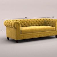 Sofá de 3 Plazas de Terciopelo Amarillo Mostaza de Alta Calidad y Estilo Moderno Simple para Hogares, Hoteles, Restaurantes y Villas