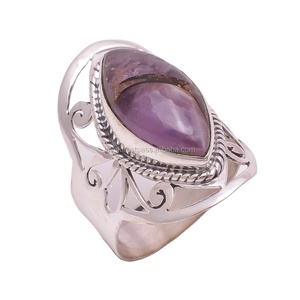 ธรรมชาติสีม่วงทองแดงสีฟ้าครามแหวนเครื่องประดับที่ทำด้วยมือ925เงินสเตอร์ลิงเครื่องประดับปรับกลุ่มขายส่งแหวนเงินซัพพลายเออร์ - Product Image 1