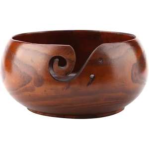 Bol de fil en bois unique bols de fil à tricoter avec trous de stockage à la main porte-fil Designer Look vente chaude bol de fil de bois - Product Image 1