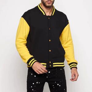 Black Varsity Jacket <b>Yellow</b> Sleeves Men Unisex Baseball Style Zipper Closure Rib Trim Custom Logo Option Waterproof Knitted - Product Image 5