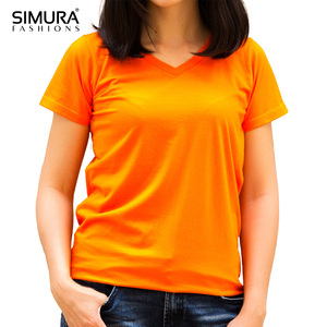 T-shirt réutilisable pour femme en coton biologique 100% de haute qualité, col en V, manches courtes, coupe régulière, grande taille, crop top écologique - Product Image 3