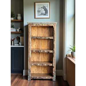 Rustic <b>Wooden</b> Bookshelf for Home Office Living Room Bedroom School Hotel Durable Metal Cabinet for Book Storage - Product Image 2