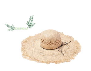 Sombrero Clásico de Paja Natural Eco2go Vietnam con Ribete de Encaje para Viajes Casuales - Product Image 2