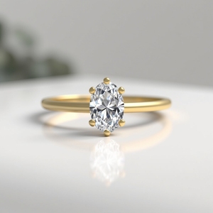 Anillo de Compromiso Oval de Oro Sólido, Joyería Fina de Rodio de 14K y 18K Personalizada, 4 Clavijas - Product Image 5