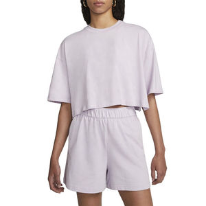 T-shirt court côtelé à carreaux pour femme 100 % coton, écologique, confortable, élégant, look estival, tendance, respirant, séchage rapide, décontracté - Product Image 1