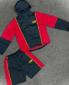 Ensemble de survêtements de style de rue d'été pour hommes en deux pièces coupe-vent et short avec logo personnalisé respirant coupe-vent imprimé de grande taille - Product Image 6