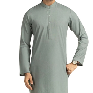 Vêtements islamiques pour hommes très vendus, thobe du Moyen-Orient, polyester, col rond, thobes arabes pour hommes, vêtements islamiques - Product Image 1