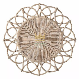 For Kitchen Restaurant Wedding Vietnam <b>Round</b> Whitewash <b>Placemat</b> Rattan Handwicker <b>Placemat</b> - Product Image 1