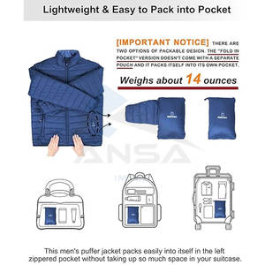 Fall, Winter, Spring Men's Puffer <b>Jacket</b> <b>Packable</b>, Quilted, <b>Lightweight</b> Coat Direct Manufacturer OEM/ODM Elastic Cuffs - Product Image 2
