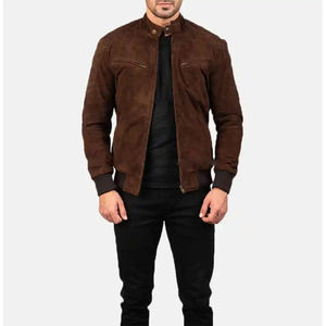 Veste en daim en cuir véritable de qualité supérieure avec tissu en toile, antibactérienne et coupe-vent, vente en gros pour homme - Product Image 6