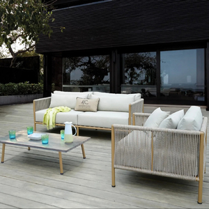 Juego de salón exterior de aluminio de fábrica de gran oferta, sofá de mimbre Rove impermeable para jardín, Patio, Villa, terraza, ocio - Product Image 1