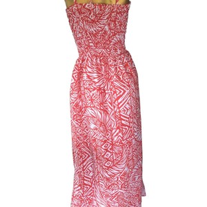 Hermoso y colorido vestido polinesio de poliéster brillante y vibrante y Maxi con un toque suave para ropa de mujer - Product Image 5