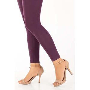 Medias de Algodón Elásticas Teñidas de Morado para Mujer, Jersey Elástico con Patrón Sólido - Product Image 2