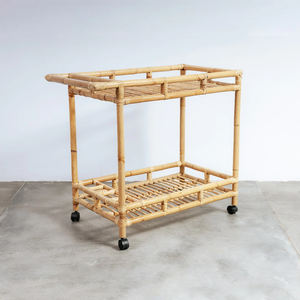 Wholesale Rattan Drinks <b>Trolley</b>, Rattan Rolling Serving Cart Bar Cart Restaurant Bohemian Style Durable - Product Image 5