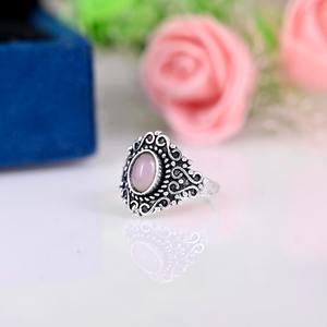 Bague style bohème en argent faite à la main bijoux en argent sterling 925 Quartz rose pierres précieuses bague de tendance bijoux pour femmes cadeau pour elle - Product Image 4