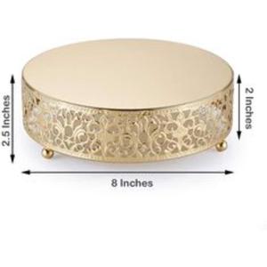 Support à gâteau en métal doré au design antique avec motifs en relief et capacité de poids élevée pour les buffets de desserts et les événements - Product Image 6