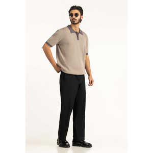 Polo ajusté pour homme en tricot de spandex de haute qualité, anti-plis, confortable, avec des caractéristiques techniques avancées, disponible en couleur unie ou à motifs. - Product Image 5