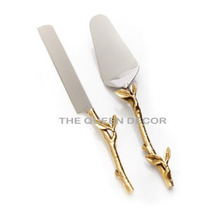 Ensembles de 3 couverts toutes occasions anneau en or manche en métal couteau à fromage sans danger pour la cuisine à domicile utilisation au restaurant - Product Image 4