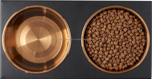 Bols en cuivre surélevés en acier inoxydable Support double pour chiens de grande et moyenne taille Mangeoires en métal pour chiens K/D - Product Image 5
