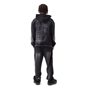 2025ชุดวอร์มโอเวอร์ไซส์สำหรับผู้ชายชุดวอร์ม2ชิ้นแบบสตรีทเสื้อมีฮู้ดและกางเกงจ็อกเกอร์ | ขายส่งชุดกีฬา - Product Image 1