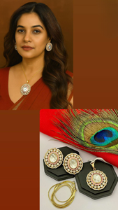 Conjunto de colgante de polki tradicional con pendientes para mujeres y niñas, ideal para bodas, novias, festivas, étnicas, informales y de fiesta - Product Image 2