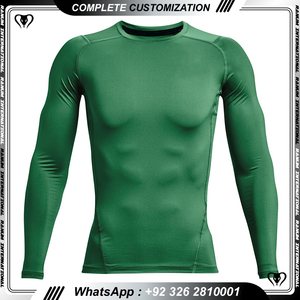 Customized Design Custom Printed Solid Knitted Wicking Rash Guards Men <b>Compression</b> <b>Shirt</b> - Product Image 3