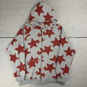 Sweat-shirt à manches longues zippé imprimé étoile Hip Hop pour hommes, manteau à capuche à la mode pour Streetwear - Product Image 5