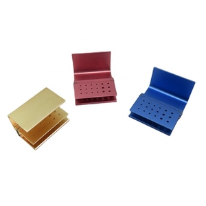 Caja de esterilización de fresas dentales de aluminio Organizador de soporte de fresas autoclavable de 18 agujeros - Product Image 1