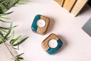 Candelabro Decorativo Hecho a Mano de Resina y Madera con Vela de Aromaterapia para Decoración del Hogar y Relajación en el Spa - Product Image 4