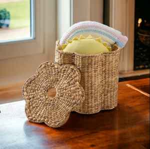 Natural Rattan <b>Basket</b> With Scalloped Design for <b>Laundry</b> and Storage <b>Wicker</b> Storage <b>Basket</b> for Home Decor Living Room and Hamper - Product Image 5
