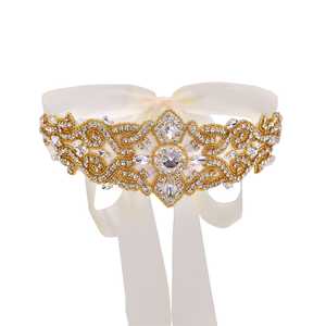 Ceinture de mariée Bridella BS26G ivoire avec strass et accents de perles, ajustable pour mariages, bals de promo et événements formels - Product Image 6