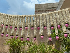 Guirnalda ecológica de madera Sola Lotus y jazmín Toran Bandanwar para Festival Mandir decoración de puerta de boda Langavoni Mangalasnanam - Product Image 3