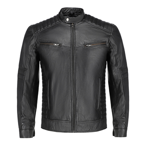 Veste en cuir pour hommes coupe-vent durable de haute qualité col montant peau de vache meilleur design Offres Spéciales - Product Image 3