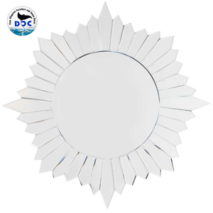 Miroir rond en verre moderne de style Daphoco Binh Duong Sunburst pour chambre à coucher, salon, appartement, bureau, immeuble - Product Image 1