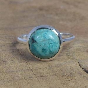 เทอร์ควอยซ์แท้ตั้งขอบ12มม. 925ทึบเงินสเตอร์ลิงดีไซน์เนอร์บาโบคลาสสิกงานแฮนด์เมดใส่ประจำวันพลอย - Product Image 1