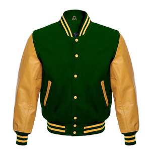 Veste de baseball vintage en laine avec logo brodé surdimensionné personnalisé, manches en cuir, pour hommes, veste de créateur - Product Image 2