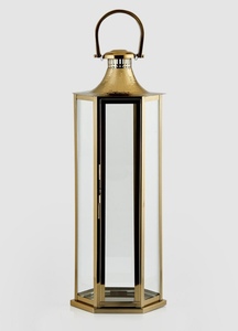 เชิงเทียนทรงหกเหลี่ยมทำด้วยมือทำด้วยมือทำจากโลหะทุบสีทองกลางแจ้งขนาดใหญ่สำหรับตกแต่งบ้านตามเทศกาล - Product Image 6