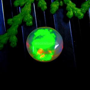 High Green Flash Fire Ethiopian Opal 8mm Round Cut Loose Faceted Round Opal for Making Jewelry & Gift - Product Image 1
