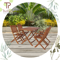Ensemble table et chaises de salle à manger en bois d'acacia au design moderne, idéal pour jardin, extérieur, salon, cour et hôtel
