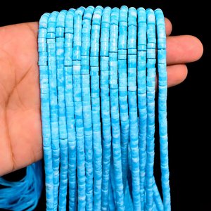 Perles d'espacement Heishi lisses en pierre précieuse d'opale bleue naturelle 4x2mm de qualité AAA pour la fabrication de bijoux collier bracelet - Product Image 3