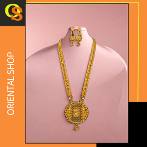 ชุดต่างหูสร้อยคอคุณภาพพรีเมี่ยมชุบทอง22K ชุดเครื่องประดับชุดสร้อยคอต่างหูสำหรับผู้หญิง - Product Image 2