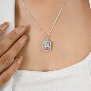 Nueva colección de alta calidad, joyería exquisita hecha a mano, colgante llamativo de zafiro y diamantes múltiples, boda, oro blanco sólido de 18 quilates - Product Image 4