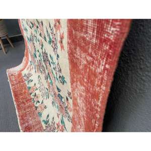 Alfombra Turca Vintage, Alfombra de 3.9x6.8 pies, Alfombra Roja Sólida - Product Image 4