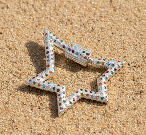 Dijes de Plata de Ley 925 Chapados en Oro con Cierre de Mosquetón y Estrella, Multicolores, con Circonitas Cúbicas, Libres de Níquel y Plomo, Unisex - Product Image 3