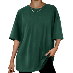 Camiseta de algodón de verano ecológica de gran tamaño Unisex con logotipo estampado personalizado ajustado, marca de secado rápido transpirable para mujer - Product Image 1