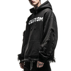 Sudadera con Capucha Extra Grande de Algodón 100% con Logotipo Bordado Personalizado, Estilo Urbano, Corta, Talla Grande, de Alta Calidad - Product Image 3