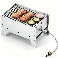 Barbecue portable pliable pour le camping en plein air, barbecue au gaz en acier inoxydable pour la famille, 1 à 3 personnes